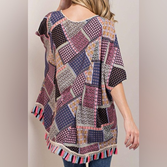 Multicolored Patchwork Tunic Top by Kori America - Picture 3 of 3